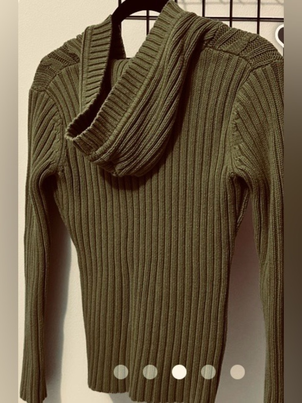 #3358**Allison Brittney Forest Green Cable-Knit Button Cardigan - Picture 4 of 17